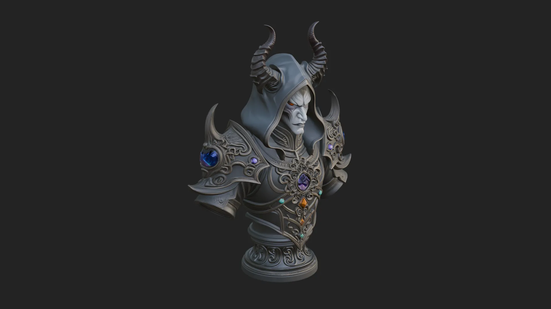 Hooded Crystal Sorcerer Bust Statue Design 4 - 3D Print Model 3D Print Model .c4d .max .obj .3ds .fbx .stl .blend 