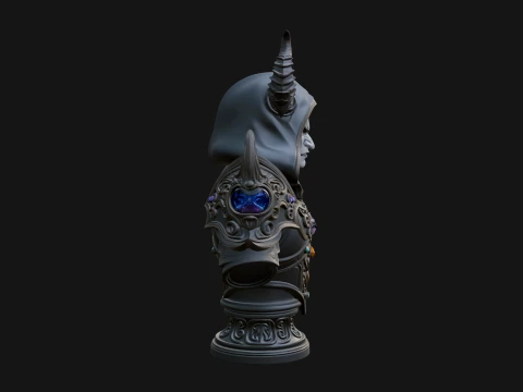 Hooded Crystal Sorcerer Bust Statue Design 4 - 3D Print Model 3D Print Model