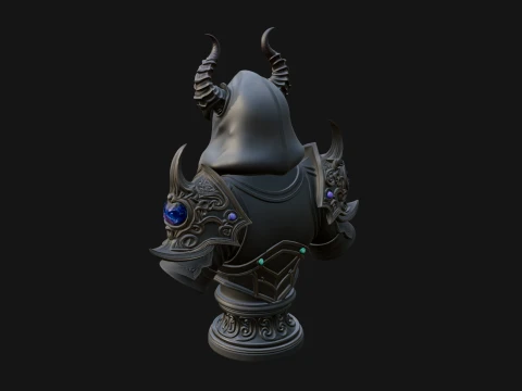Hooded Crystal Sorcerer Bust Statue Design 4 - 3D Print Model 3D Print Model
