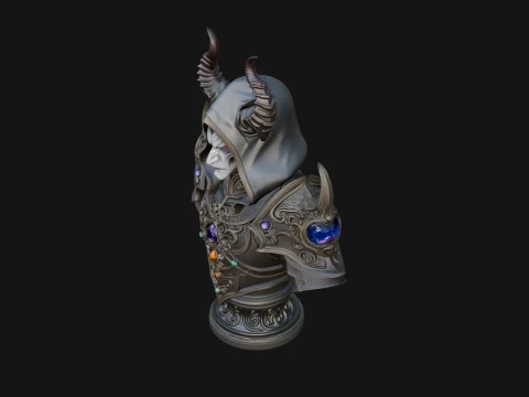 Hooded Crystal Sorcerer Bust Statue Design 4 - 3D Print Model 3D Print Model