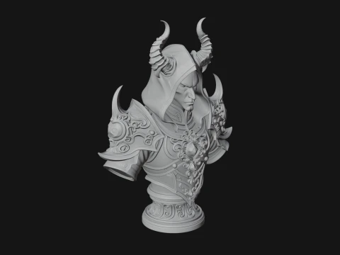 Hooded Crystal Sorcerer Bust Statue Design 4 - 3D Print Model 3D Print Model