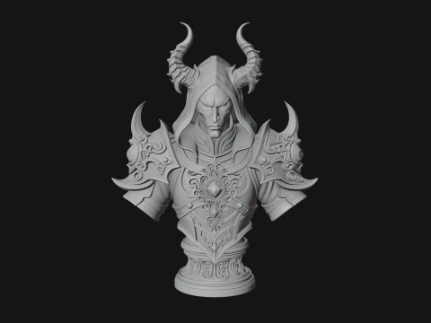 Hooded Crystal Sorcerer Bust Statue Design 4 - 3D Print Model 3D Print Model