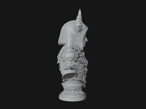 Hooded Crystal Sorcerer Bust Statue Design 4 - 3D Print Model 3D Print Model