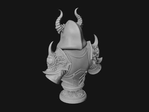 Hooded Crystal Sorcerer Bust Statue Design 4 - 3D Print Model 3D Print Model