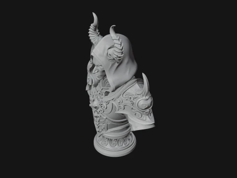 Hooded Crystal Sorcerer Bust Statue Design 4 - 3D Print Model 3D Print Model