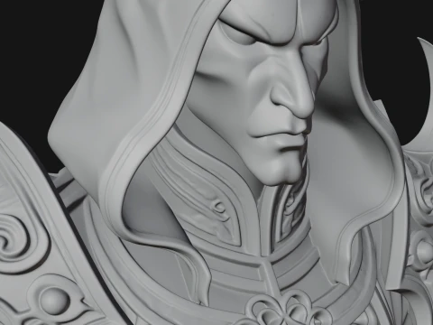 Hooded Crystal Sorcerer Bust Statue Design 4 - 3D Print Model 3D Print Model