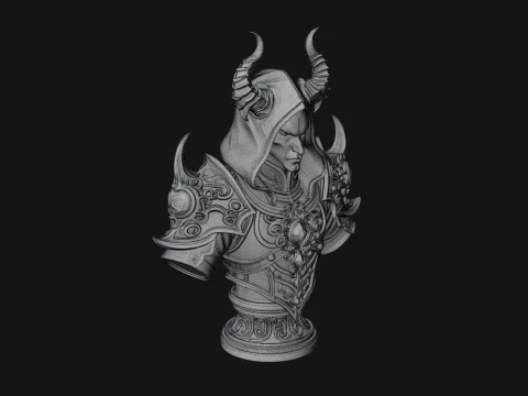 Hooded Crystal Sorcerer Bust Statue Design 4 - 3D Print Model 3D Print Model