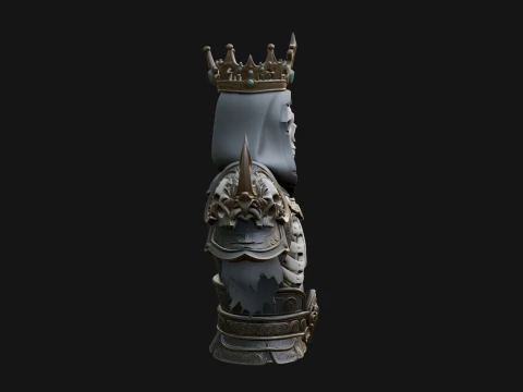 Crowned Skeleton King Bust Statue Design 5 - 3D Print Model 3D Print Model
