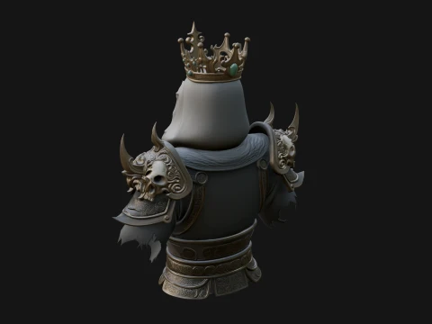 Crowned Skeleton King Bust Statue Design 5 - 3D Print Model 3D Print Model
