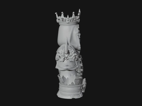 Crowned Skeleton King Bust Statue Design 5 - 3D Print Model 3D Print Model