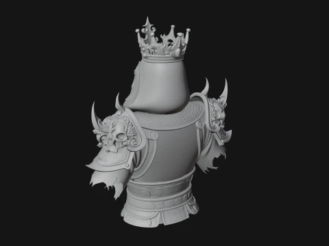Crowned Skeleton King Bust Statue Design 5 - 3D Print Model 3D Print Model
