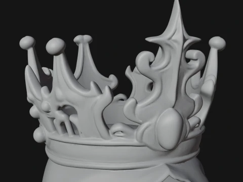 Crowned Skeleton King Bust Statue Design 5 - 3D Print Model 3D Print Model