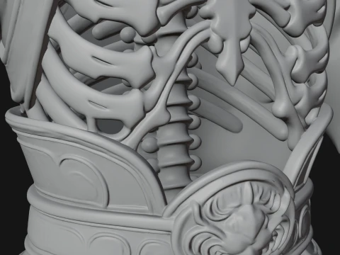 Crowned Skeleton King Bust Statue Design 5 - 3D Print Model 3D Print Model