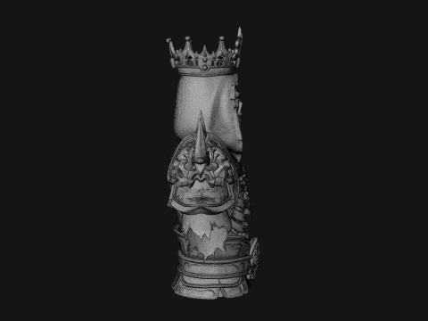 Crowned Skeleton King Bust Statue Design 5 - 3D Print Model 3D Print Model