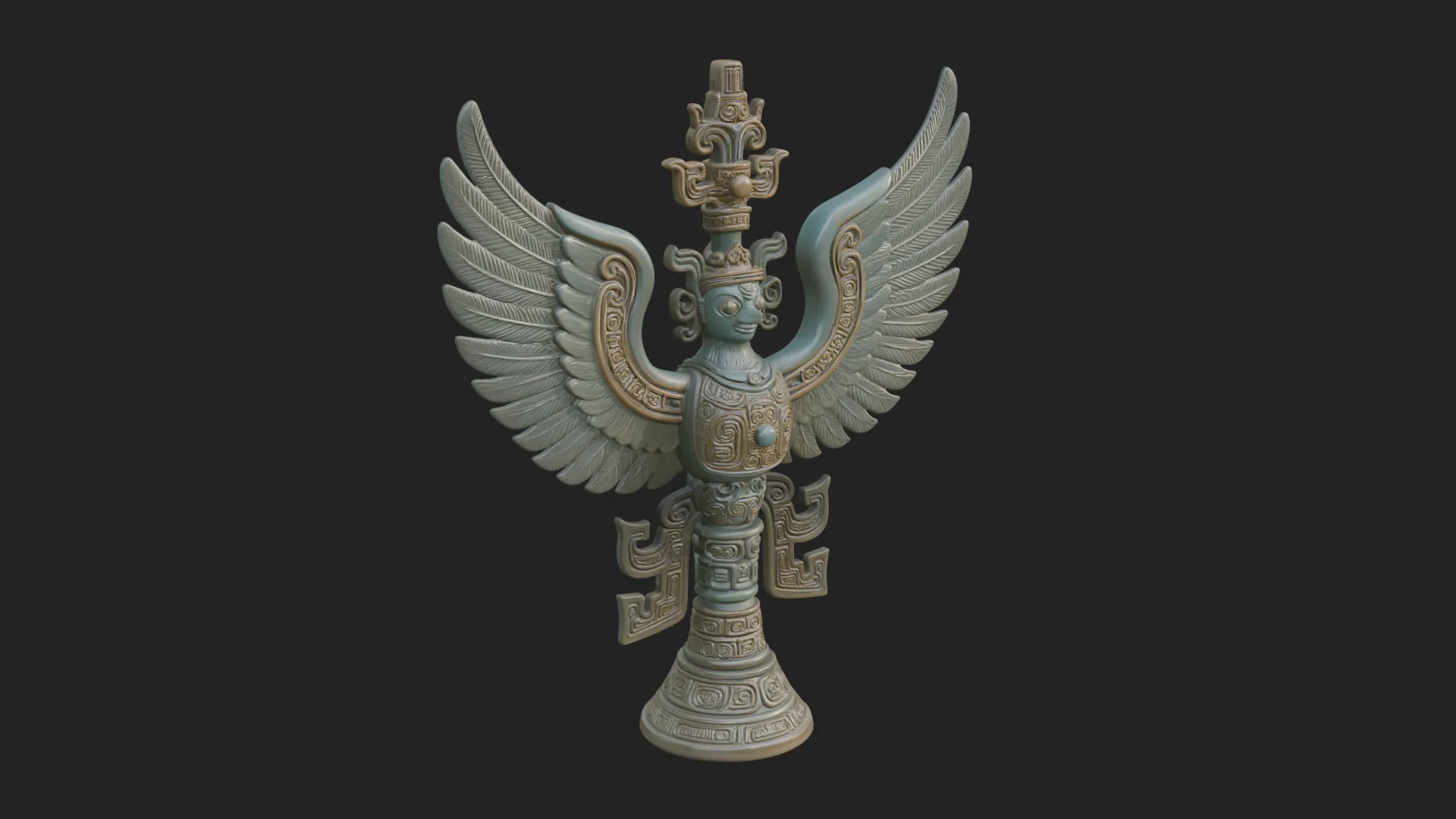 Winged Totem Ornament Design 1 - 3D Print Model 3D Print Model .c4d .max .obj .3ds .fbx .stl .blend