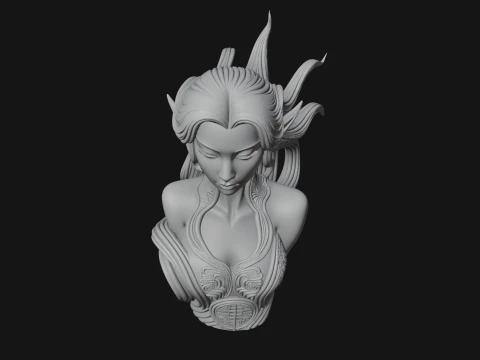 Flowing Hair Woman Bust Statue Design 4 - 3D Print Model 3D Print Model