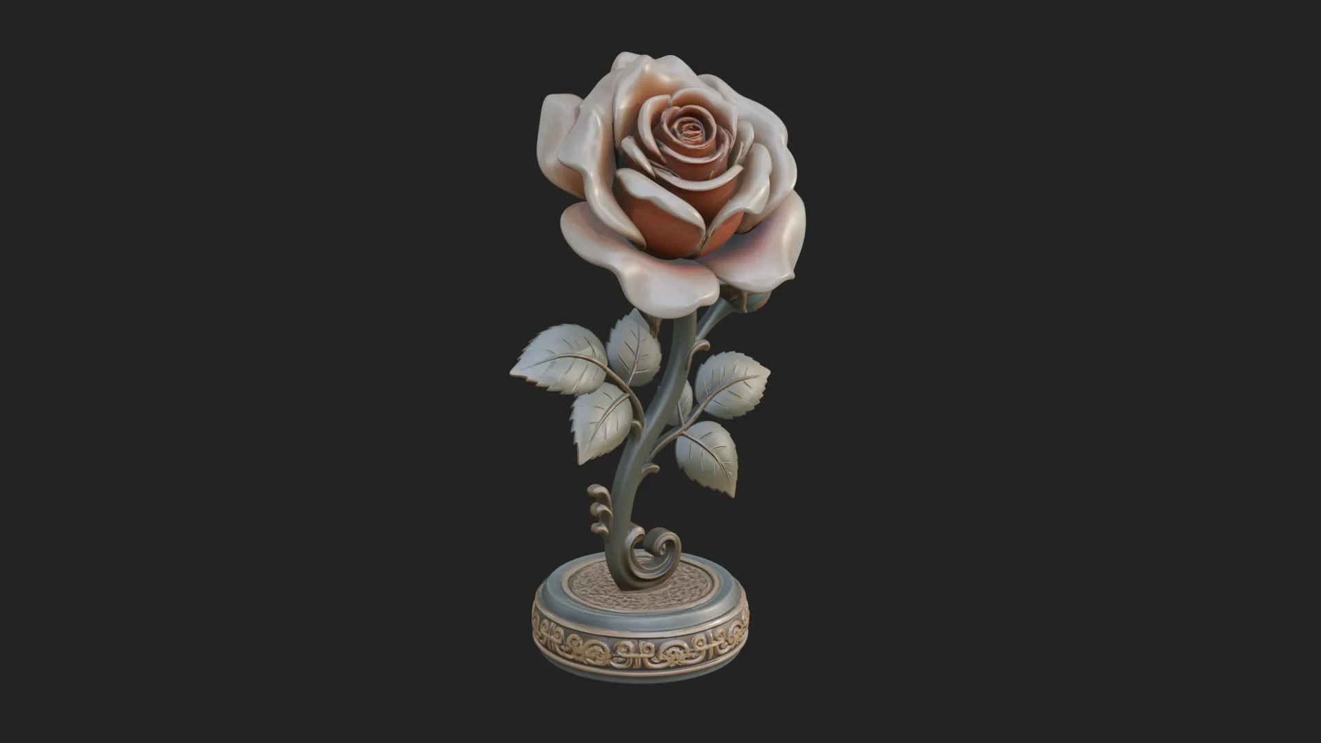 Carved Rose Ornament Design 1 - 3D Print Model 3D Print Model .c4d .max .obj .3ds .fbx .stl .blend