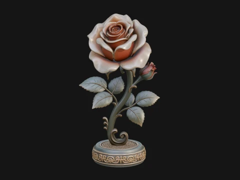 Carved Rose Ornament Design 1 - 3D Print Model 3D Print Model