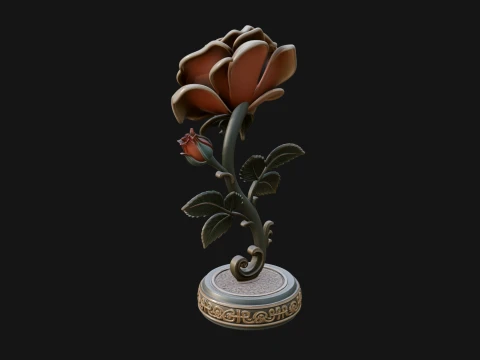 Carved Rose Ornament Design 1 - 3D Print Model 3D Print Model