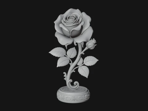 Carved Rose Ornament Design 1 - 3D Print Model 3D Print Model