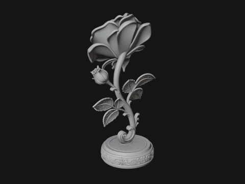 Carved Rose Ornament Design 1 - 3D Print Model 3D Print Model