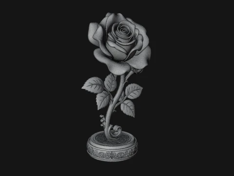 Carved Rose Ornament Design 1 - 3D Print Model 3D Print Model