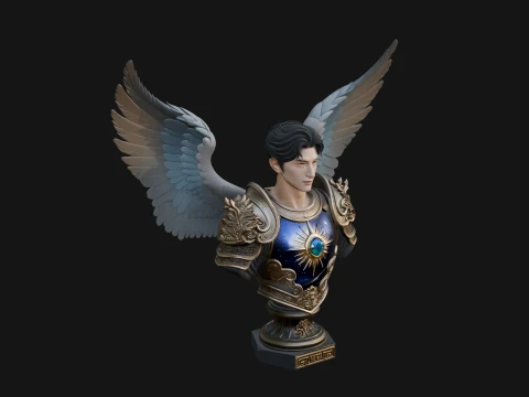 Winged Angel Man Bust Statue Design 1 - 3D Print Model 3D Print Model