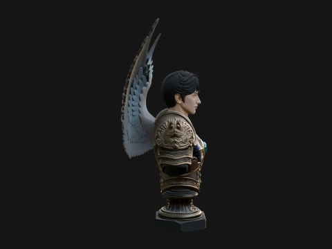 Winged Angel Man Bust Statue Design 1 - 3D Print Model 3D Print Model