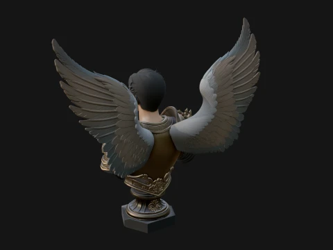 Winged Angel Man Bust Statue Design 1 - 3D Print Model 3D Print Model