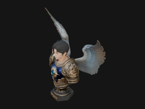 Winged Angel Man Bust Statue Design 1 - 3D Print Model 3D Print Model