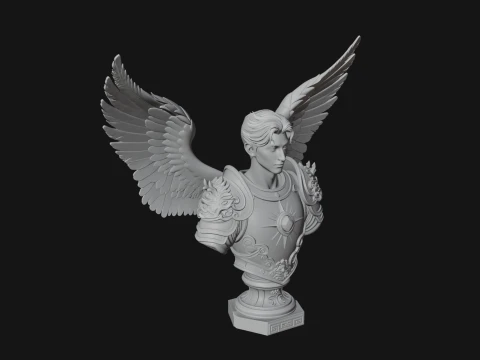 Winged Angel Man Bust Statue Design 1 - 3D Print Model 3D Print Model
