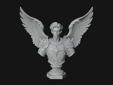 Winged Angel Man Bust Statue Design 1 - 3D Print Model 3D Print Model