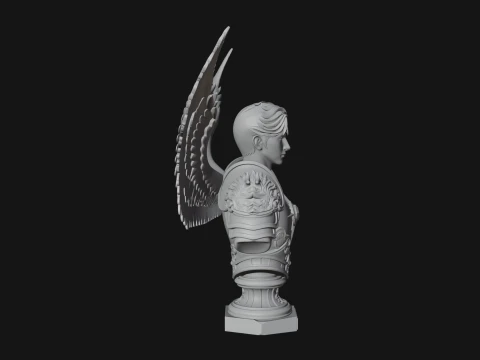 Winged Angel Man Bust Statue Design 1 - 3D Print Model 3D Print Model