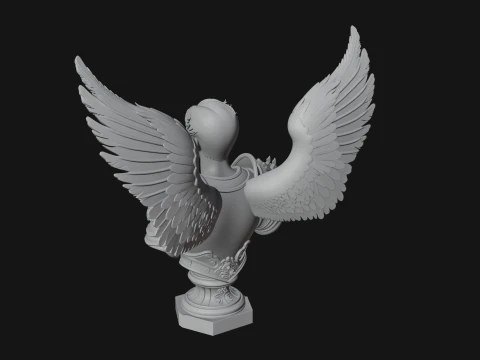Winged Angel Man Bust Statue Design 1 - 3D Print Model 3D Print Model