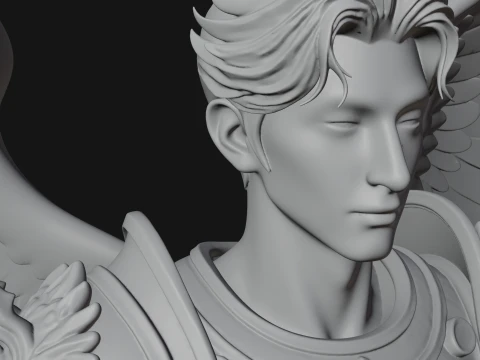 Winged Angel Man Bust Statue Design 1 - 3D Print Model 3D Print Model