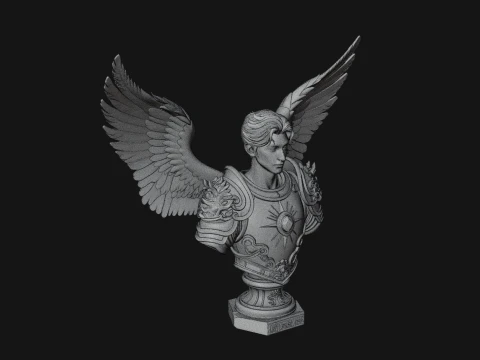 Winged Angel Man Bust Statue Design 1 - 3D Print Model 3D Print Model