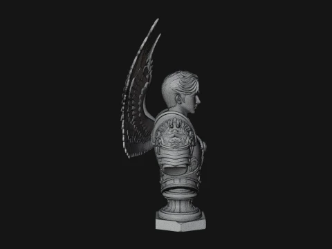 Winged Angel Man Bust Statue Design 1 - 3D Print Model 3D Print Model