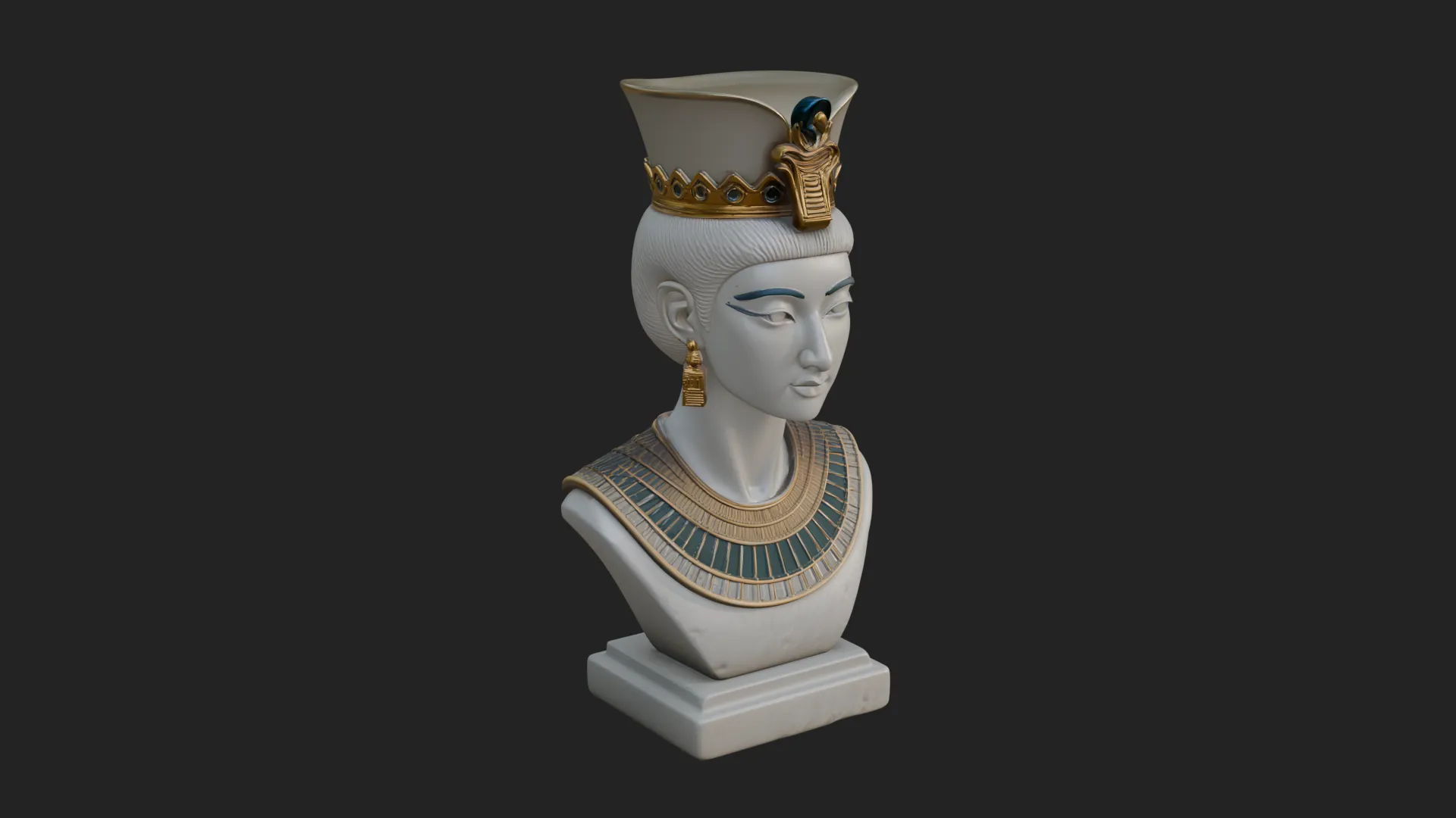 Egyptian Queen Bust Statue Design 2 - 3D Print Model 3D Print Model .c4d .max .obj .3ds .fbx .stl .blend 