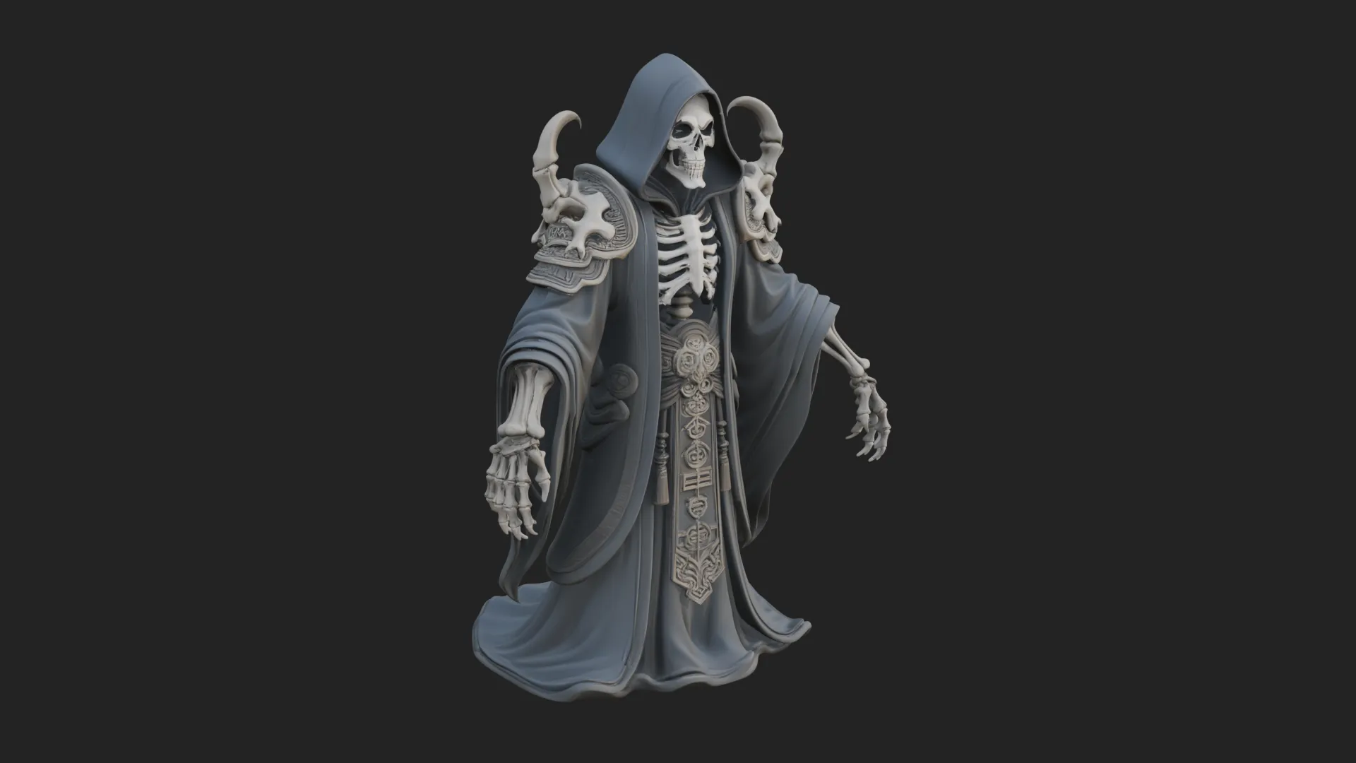 Hooded Skeleton Reaper Statue Design 1 - 3D Print Model 3D Print Model .c4d .max .obj .3ds .fbx .stl .blend 
