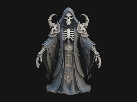 Hooded Skeleton Reaper Statue Design 1 - 3D Print Model 3D Print Model