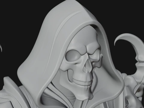 Hooded Skeleton Reaper Statue Design 1 - 3D Print Model 3D Print Model