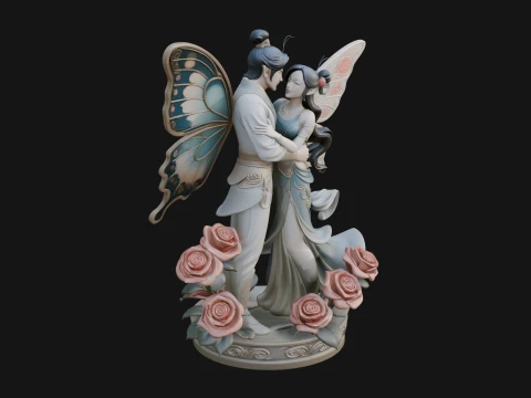Butterfly Winged Couple Statue Design 1 - 3D Print Model 3D Print Model