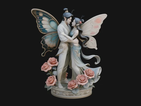 Butterfly Winged Couple Statue Design 1 - 3D Print Model 3D Print Model