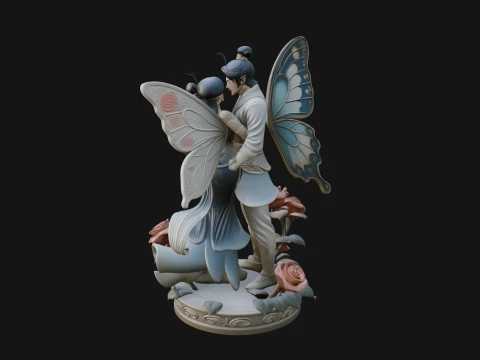 Butterfly Winged Couple Statue Design 1 - 3D Print Model 3D Print Model