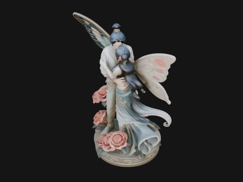 Butterfly Winged Couple Statue Design 1 - 3D Print Model 3D Print Model