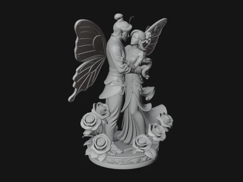 Butterfly Winged Couple Statue Design 1 - 3D Print Model 3D Print Model