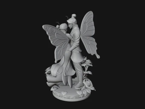 Butterfly Winged Couple Statue Design 1 - 3D Print Model 3D Print Model