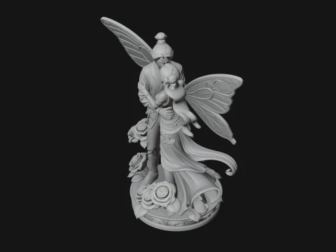 Butterfly Winged Couple Statue Design 1 - 3D Print Model 3D Print Model