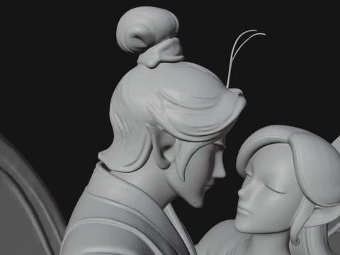 Butterfly Winged Couple Statue Design 1 - 3D Print Model 3D Print Model