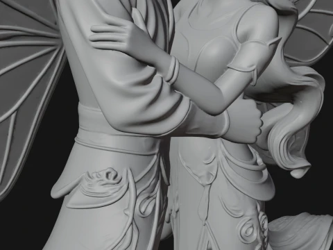 Butterfly Winged Couple Statue Design 1 - 3D Print Model 3D Print Model